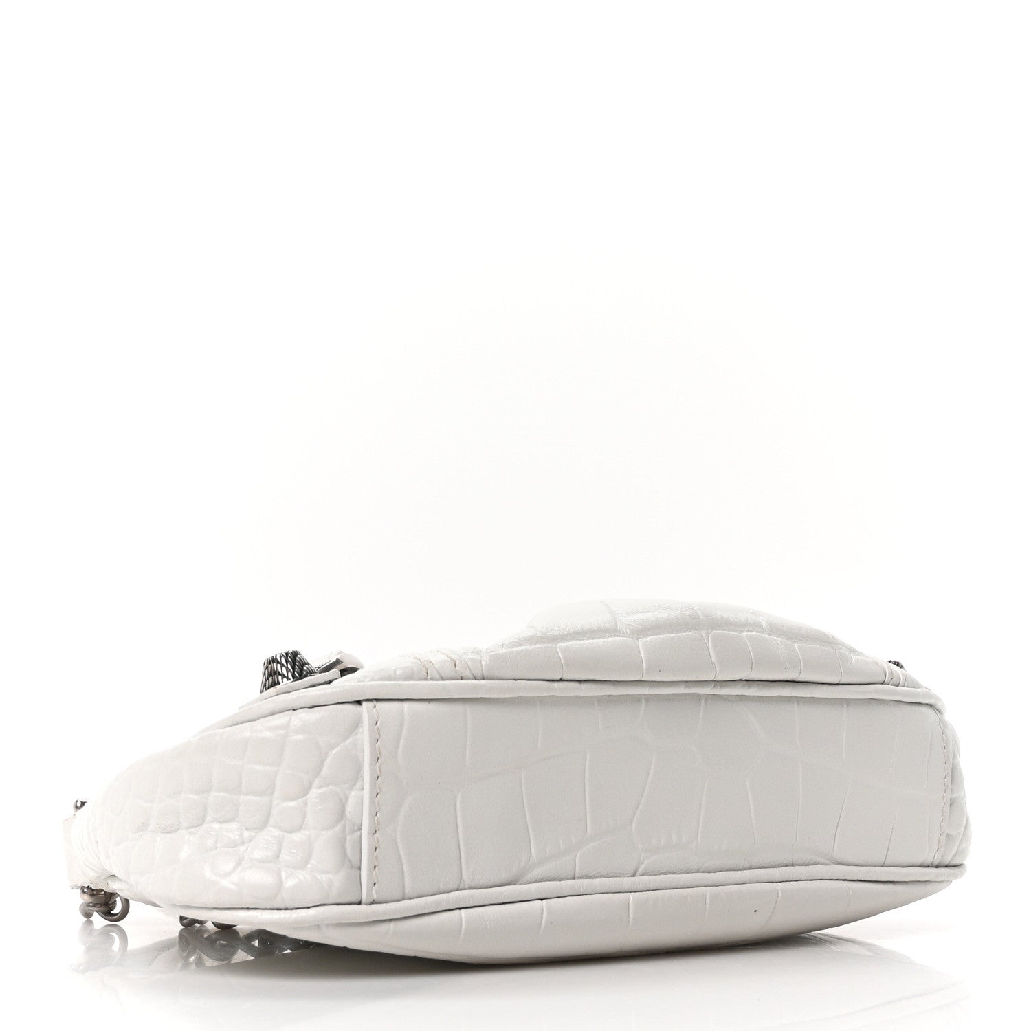 Balenciaga Extra Supple Calfskin Crocodile Embossed Le Cagole Mini Purse With Chain White 6 of 17