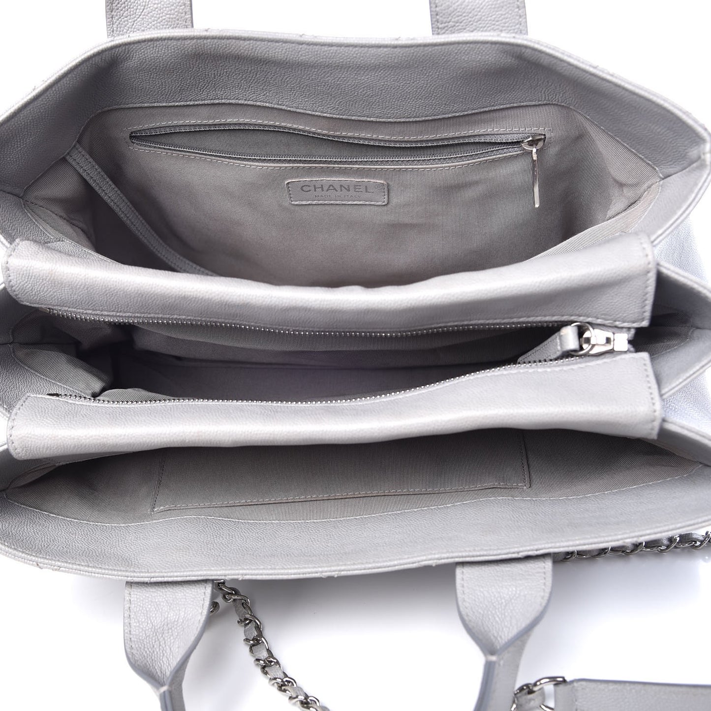 Caviar Quilted Top Handle Shopping Tote Grey