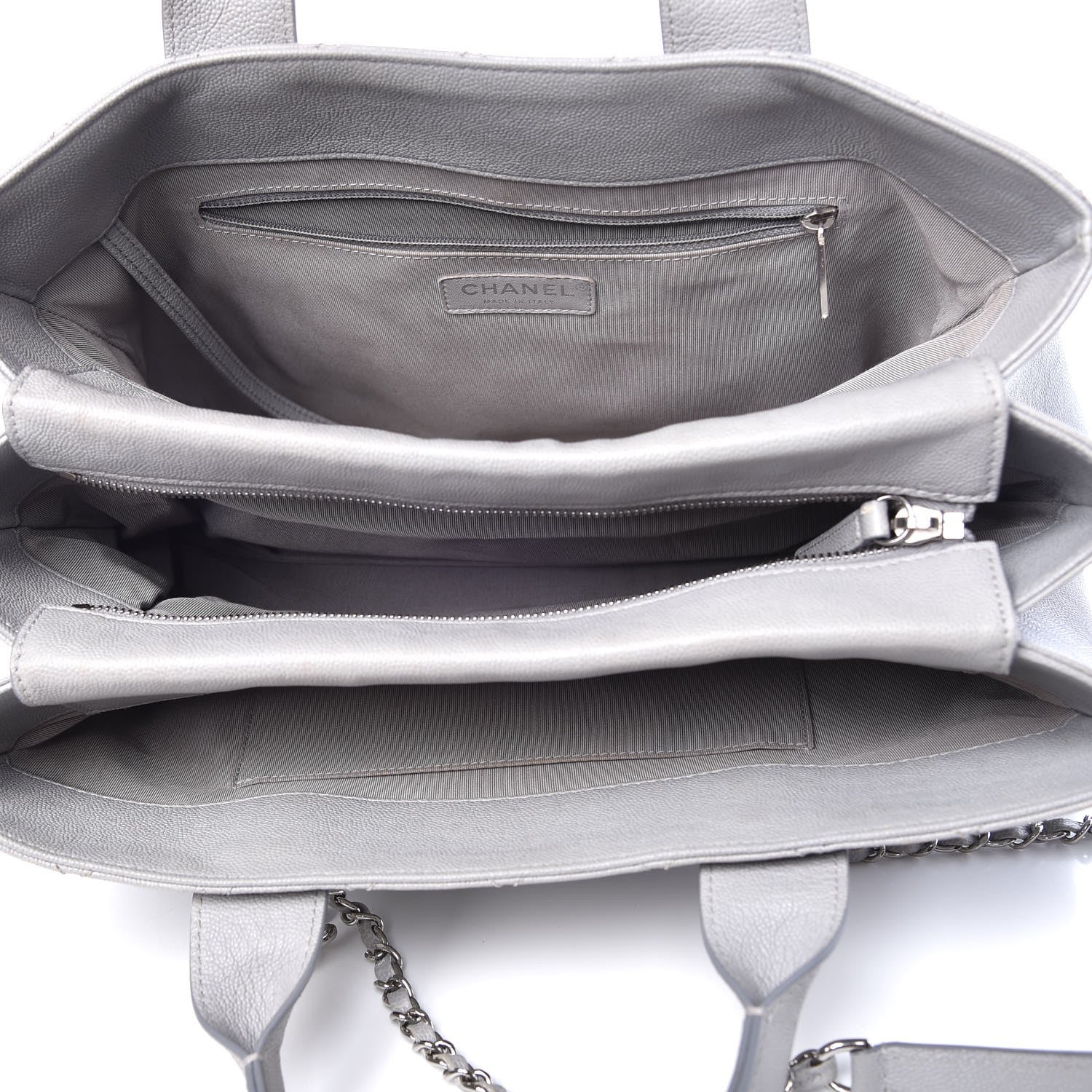 Chanel Caviar Quilted Top Handle Shopping Tote Grey 6 of 18