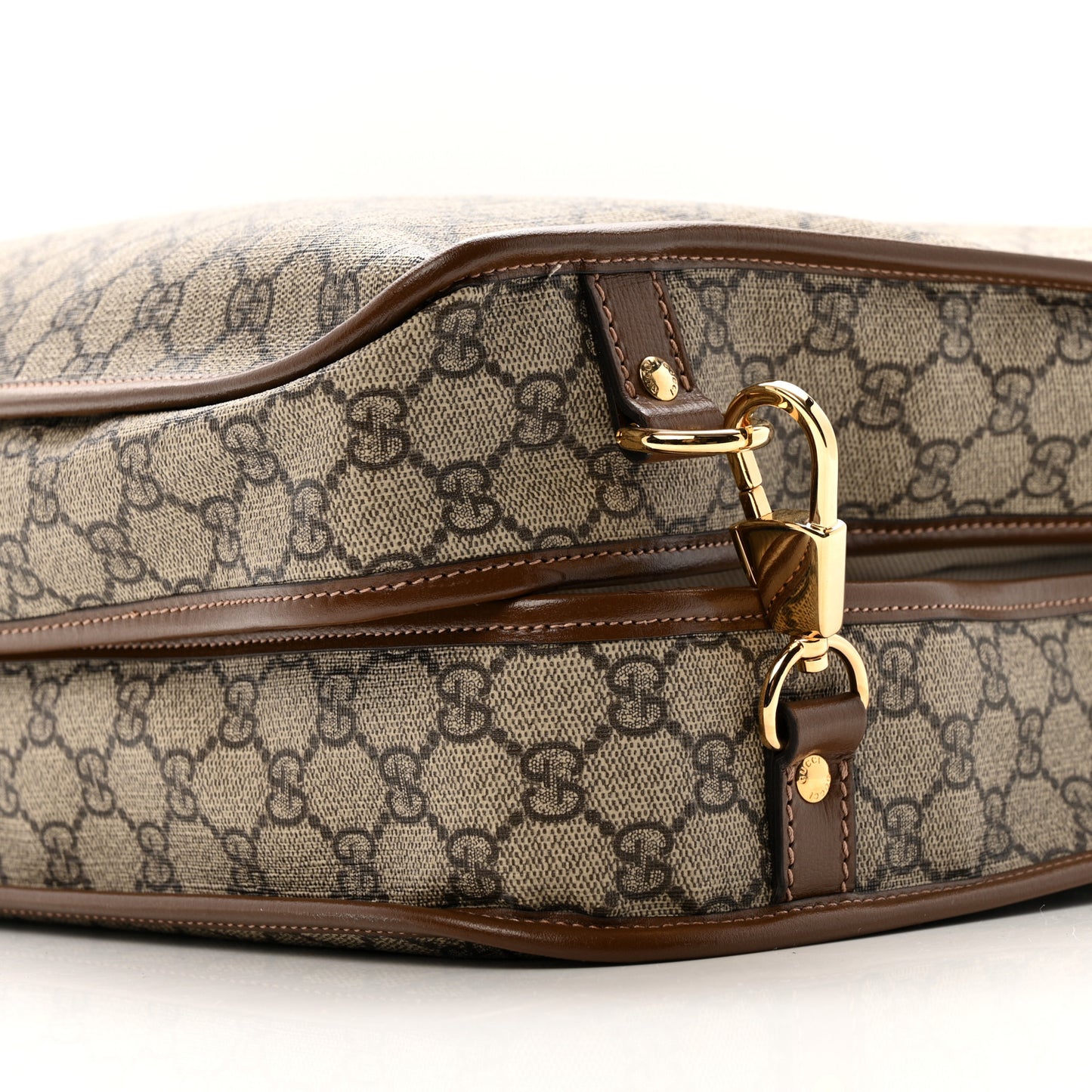 GG Supreme Monogram Azalea Calfskin Retro Interlocking G Garment Bag Beige Ebony Brown Sugar