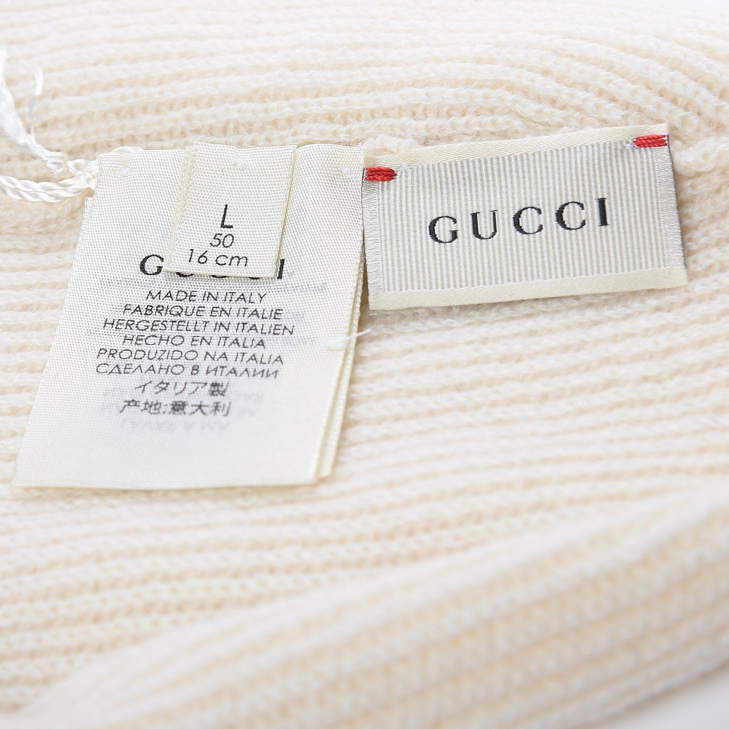 Cashmere Web Beanie Hat L White