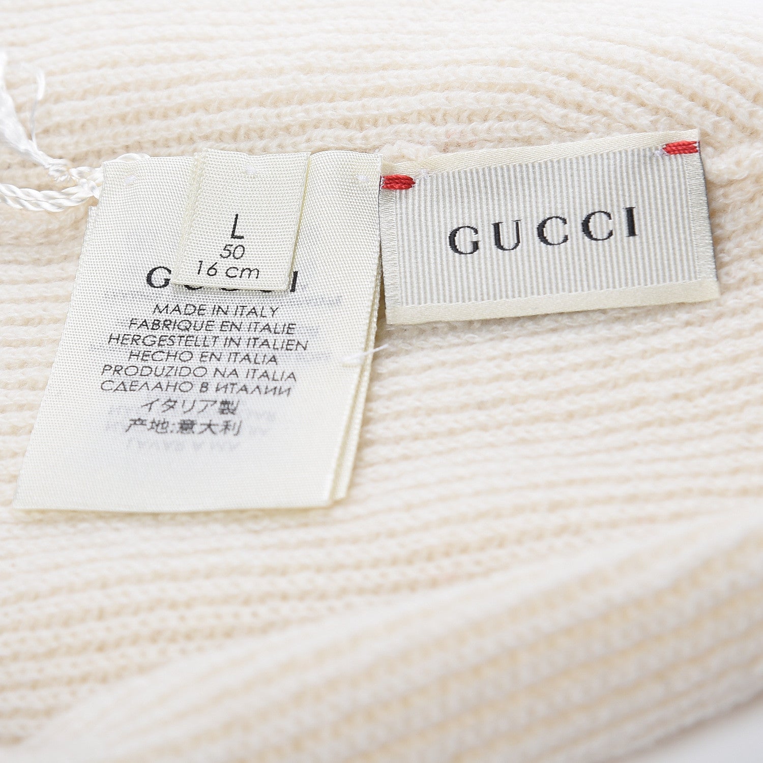 Gucci Cashmere Web Beanie Hat L White 3 of 3