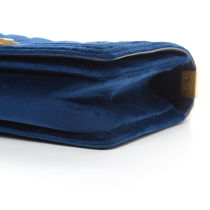 Chanel Velvet Quilted Medium Boy Flap Dark Blue 10 of 14