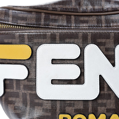 Fendi X FILA Glazed Fabric Vitello Century FF 1974 Mania Belt Bag Mogano Panna White 12 of 13