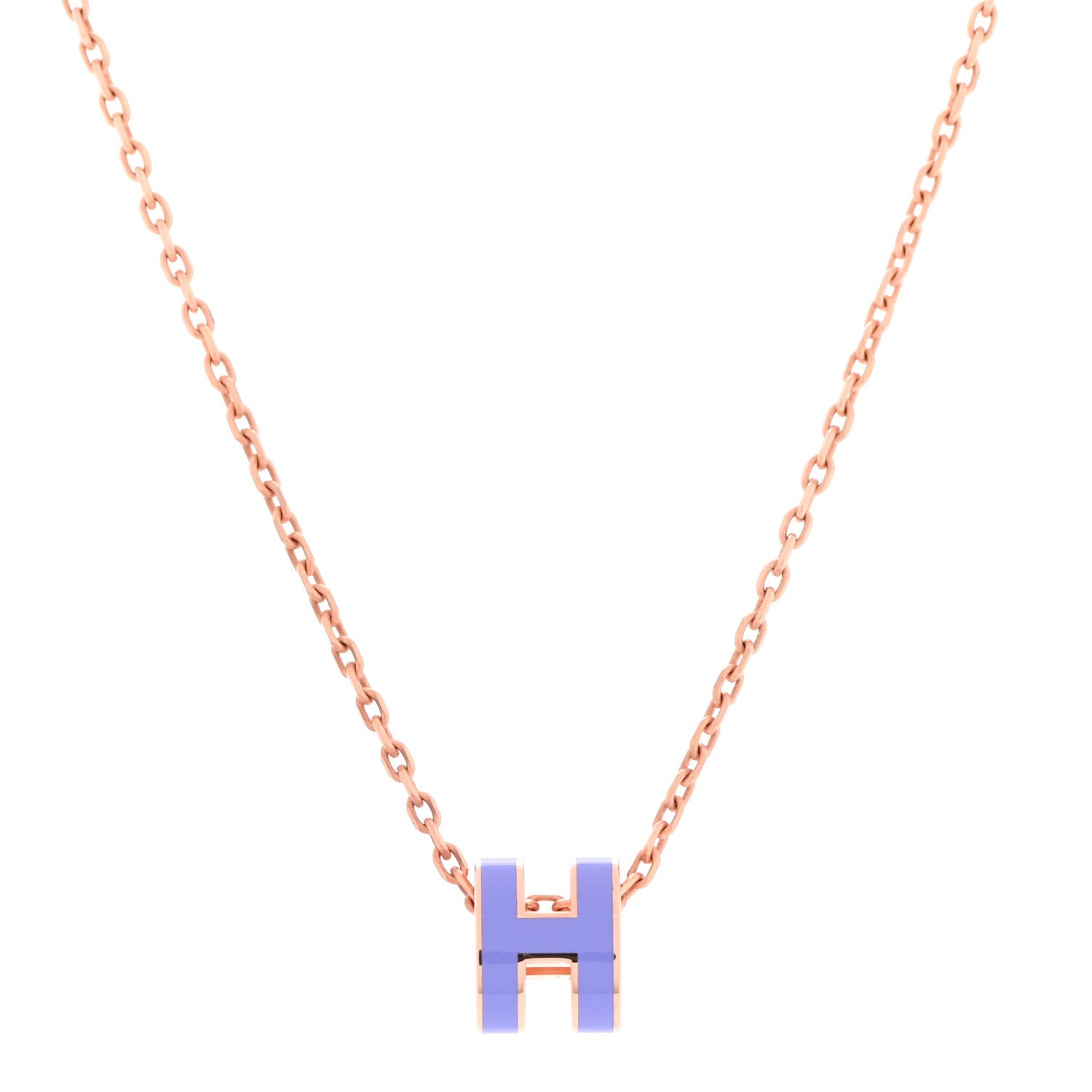 Hermes Rose Gold Mini Pop H Pendant Necklace Lilas 4 of 8