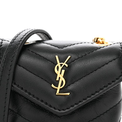 Saint Laurent Calfskin Y Quilted Monogram Loulou AirPods Crossbody Case Black 5 of 10