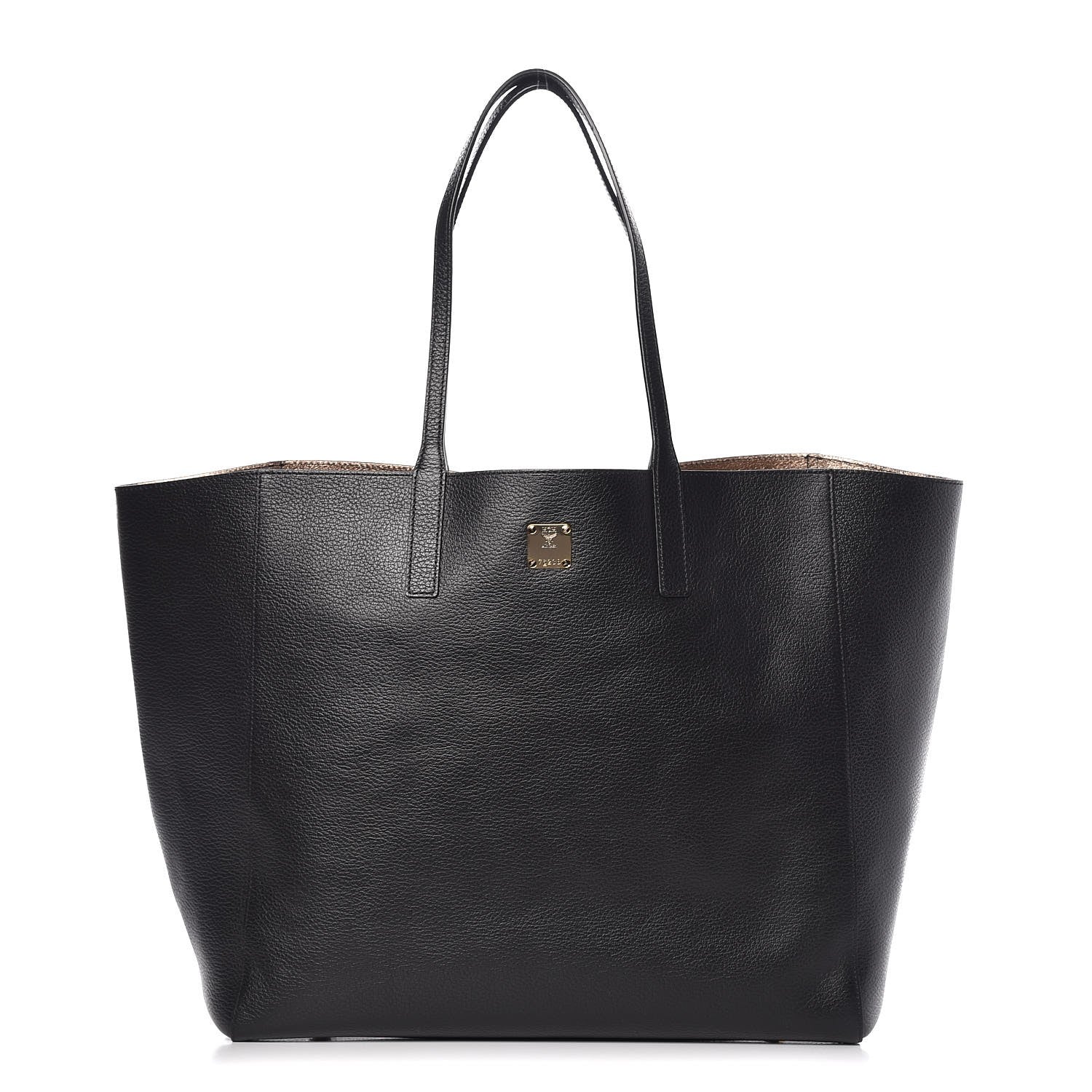 MCM Grained Calfskin Large Reversible Wandel Tote Black 1 of 12