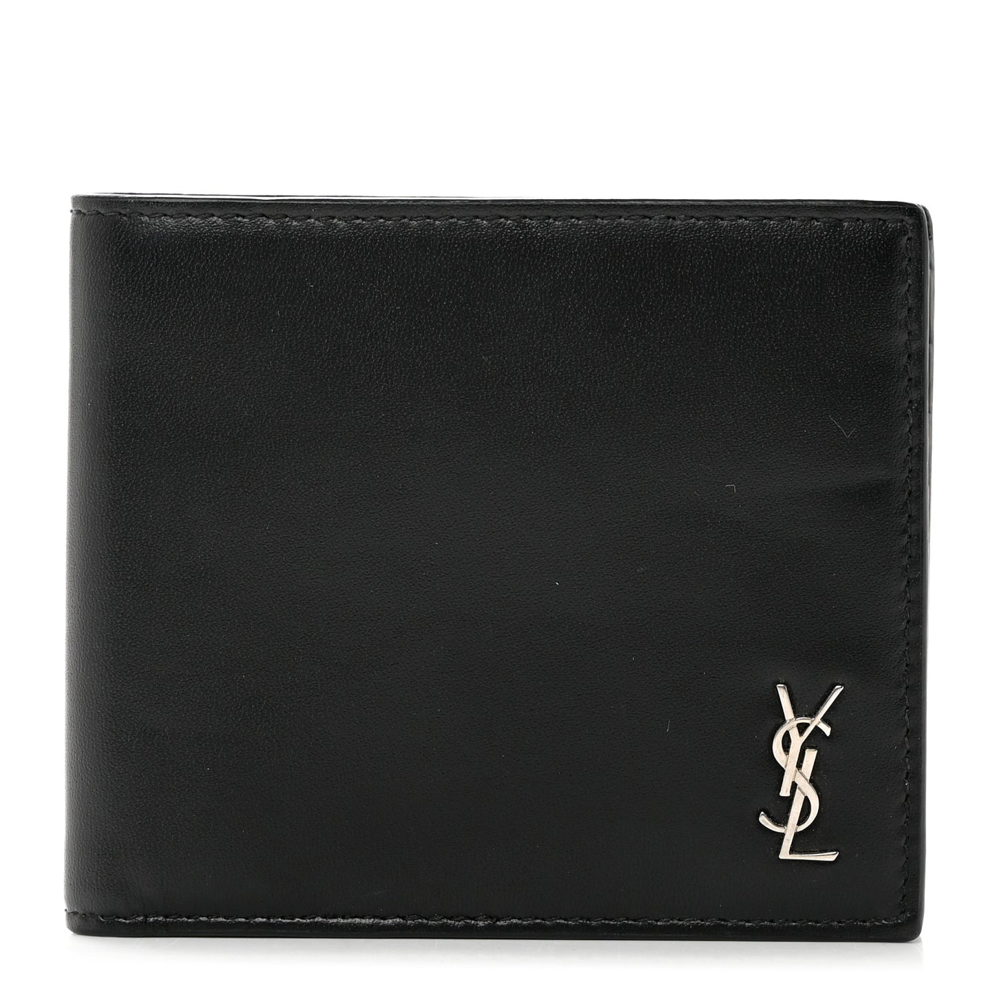 Matte Calfskin Tiny Cassandre East West Wallet Black