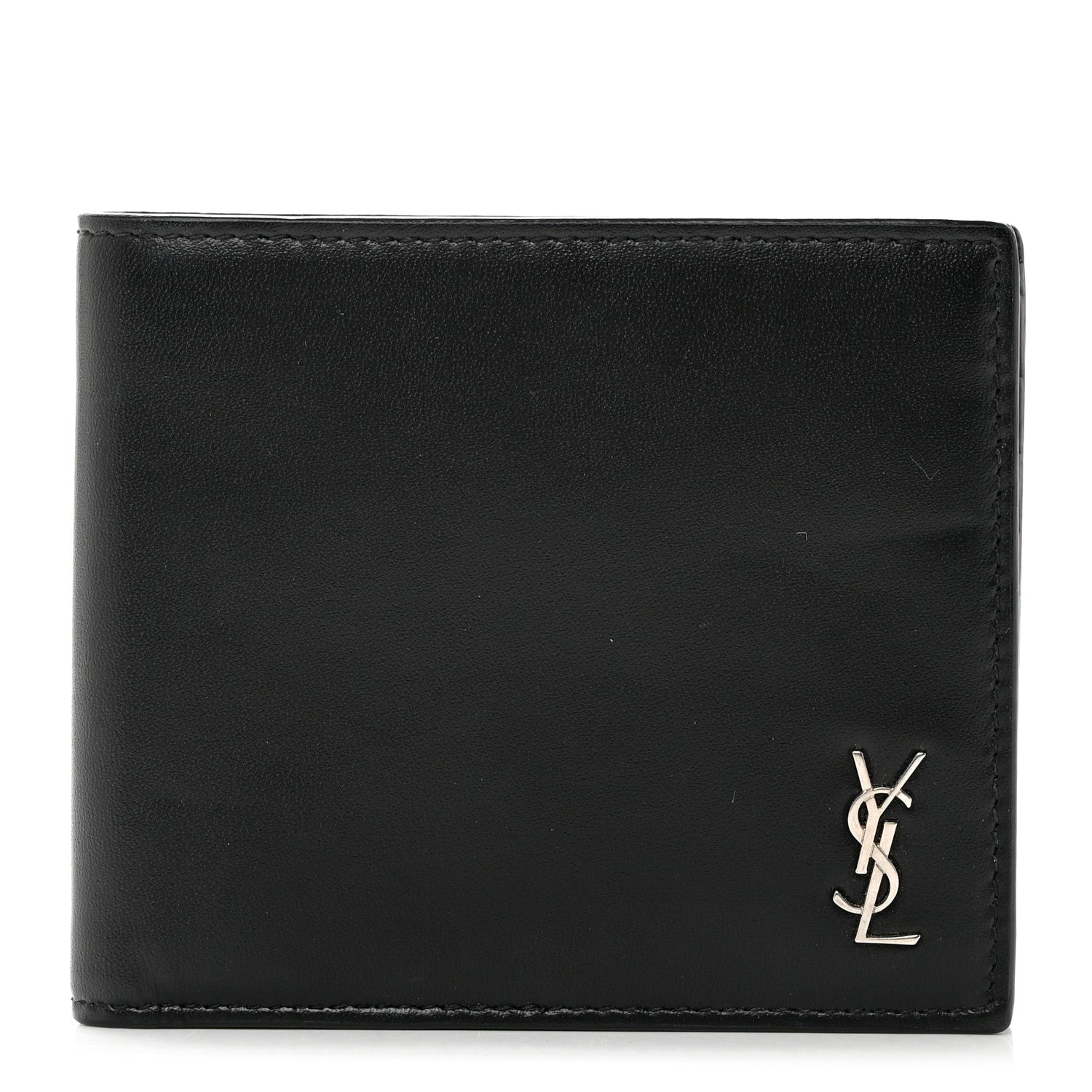 Saint Laurent Matte Calfskin Tiny Cassandre East West Wallet Black 1 of 7