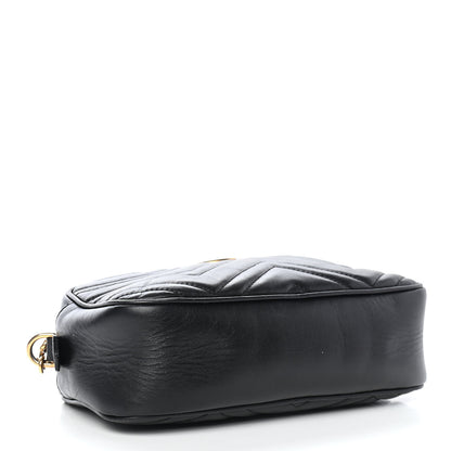 Gucci Calfskin Matelasse Small GG Marmont Chain Shoulder Bag Black 4 of 9