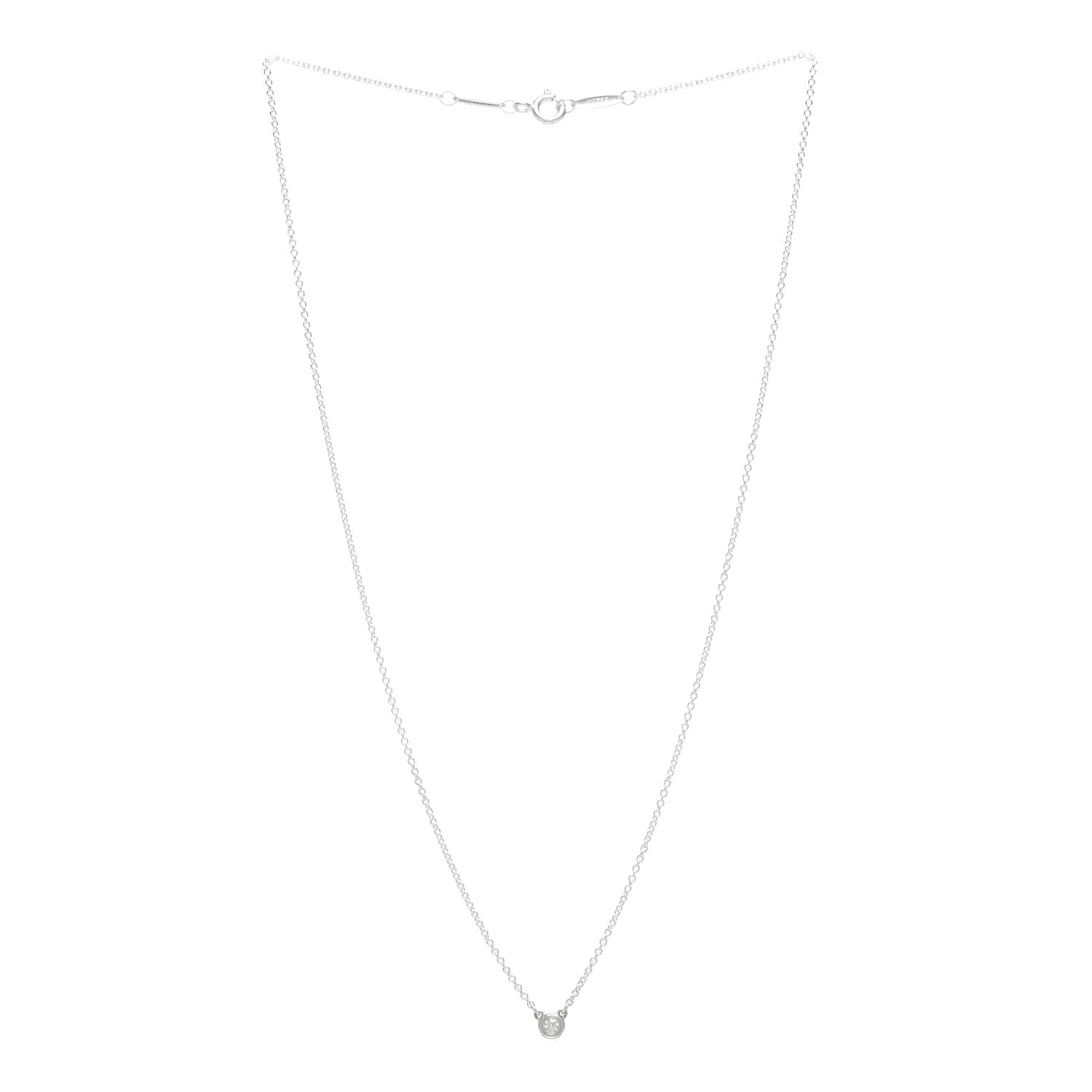 Tiffany Sterling Silver Diamond .05ct Elsa Peretti Diamonds by the Yard Pendant Necklace 3 of 4