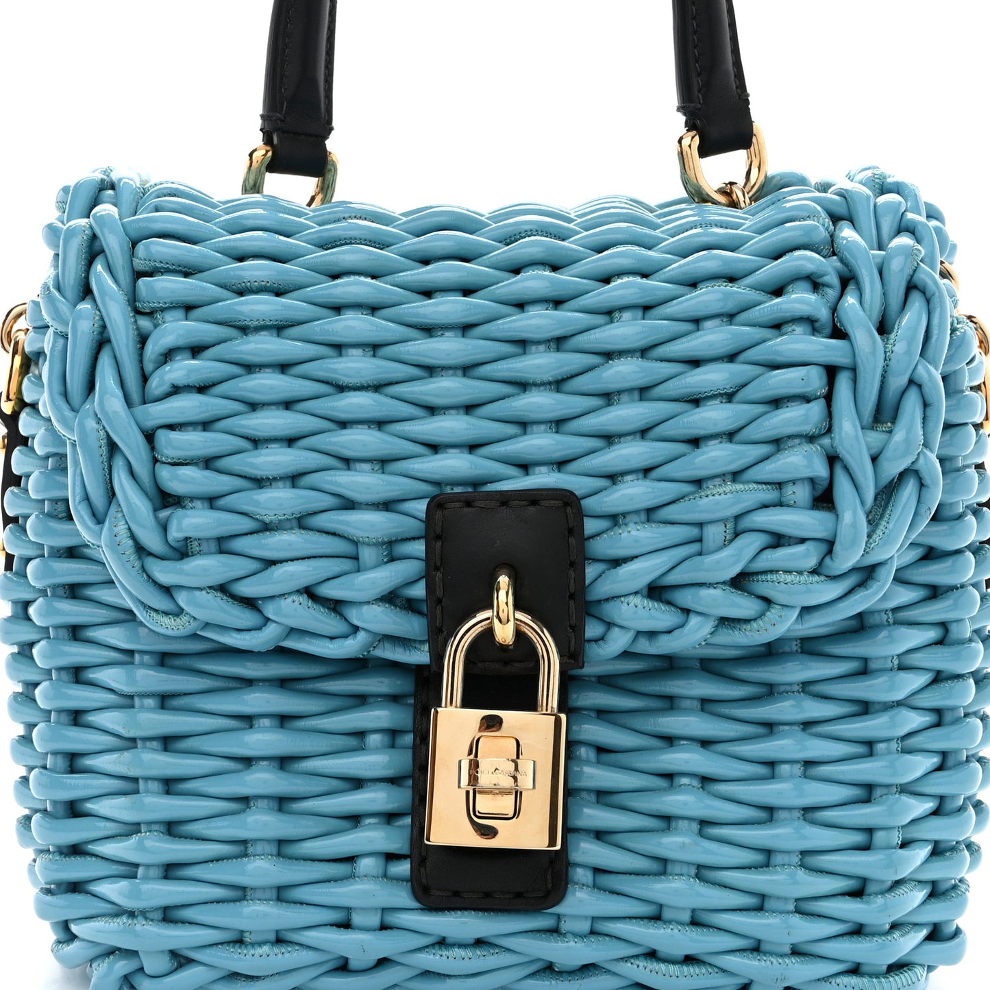 Woven Calfskin Padlock Shoulder Bag