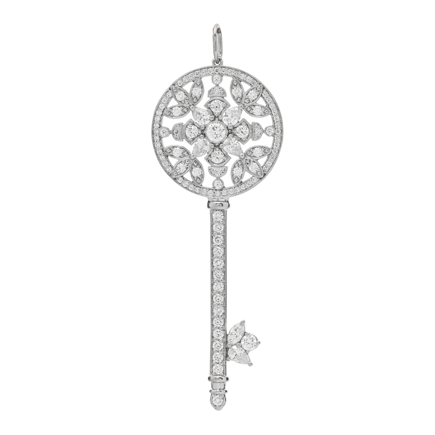 Platinum Diamond Garden Key Pendant