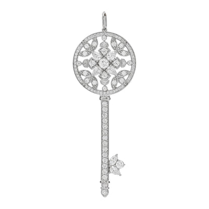 Tiffany Platinum Diamond Garden Key Pendant 1 of 4