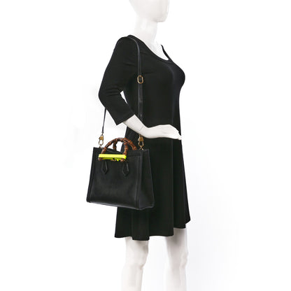 Gucci Calfskin Small Diana Tote Bag Black Yellow Fluo 2 of 19