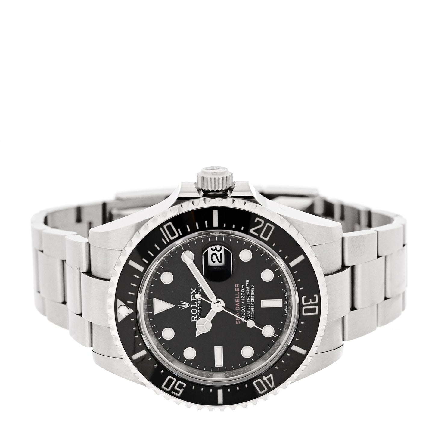 Stainless Steel 43mm Oyster Perpetual Date Sea-Dweller Watch Black 126600