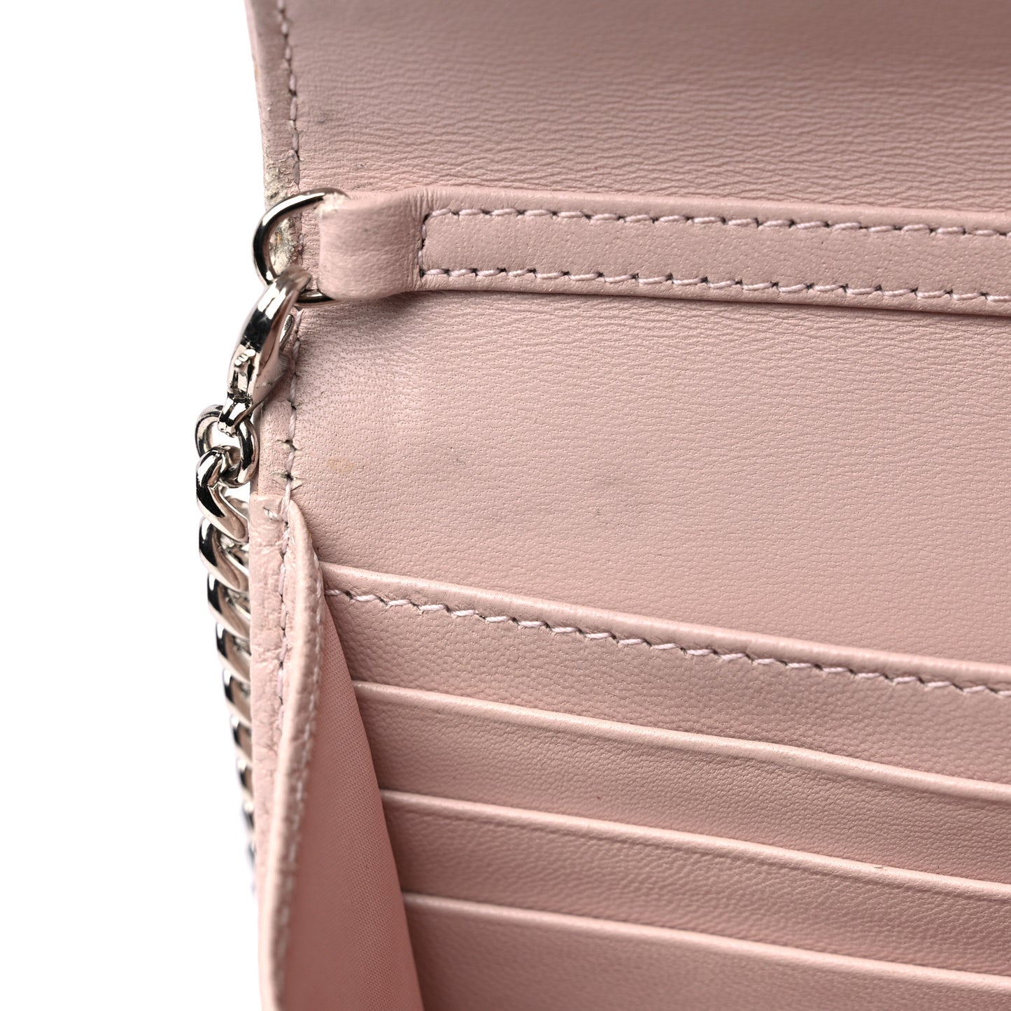 Grained Calfskin Diorama Croisiere Chain Wallet Rose Poudre