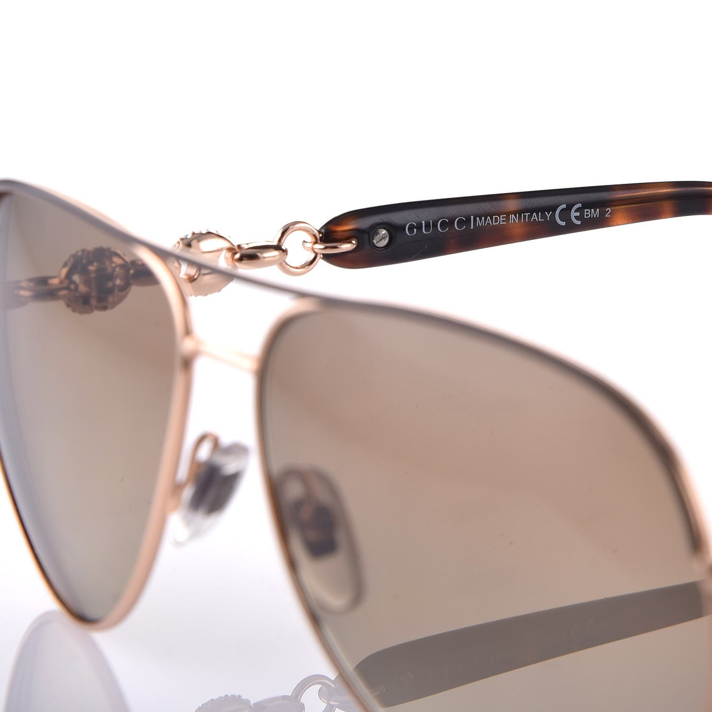 Crystal Aviator Marina Chain Sunglasses GG 4239/N/S Gold Havana