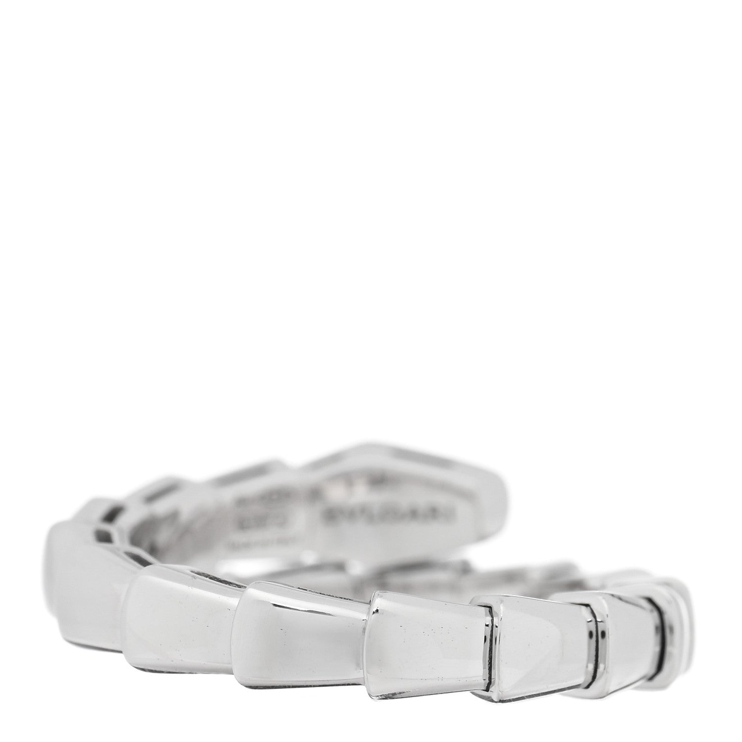 Bulgari 18K White Gold Diamond Serpenti Viper Single Spiral Ring 3 of 4