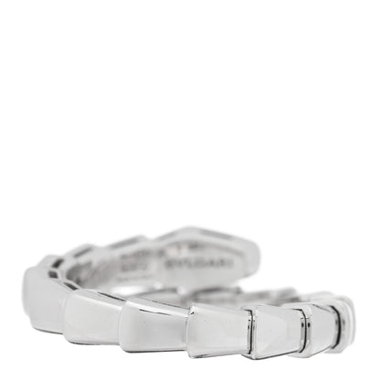 Bulgari 18K White Gold Diamond Serpenti Viper Single Spiral Ring 3 of 4