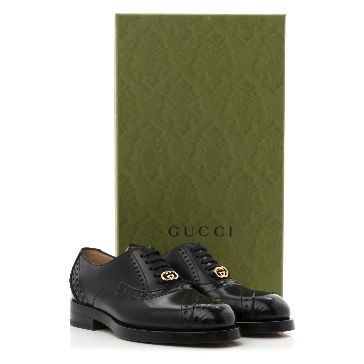 Gucci Glossy Calfskin Tejus Womens Lace Up Loafers 35 Black 10 of 10