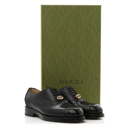Gucci Glossy Calfskin Tejus Womens Lace Up Loafers 35 Black 10 of 10