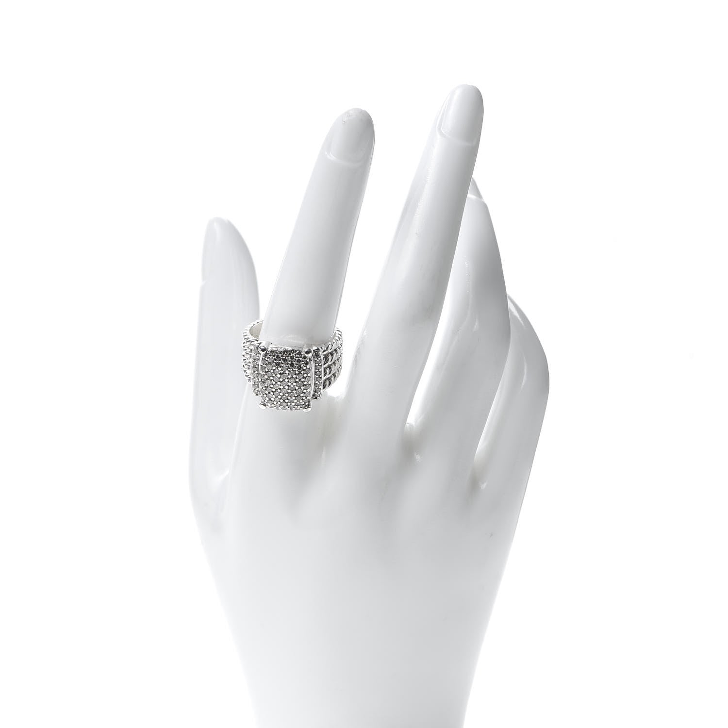 David Yurman Sterling Silver Diamond 16mm Wheaton Ring 60 9 2 of 4