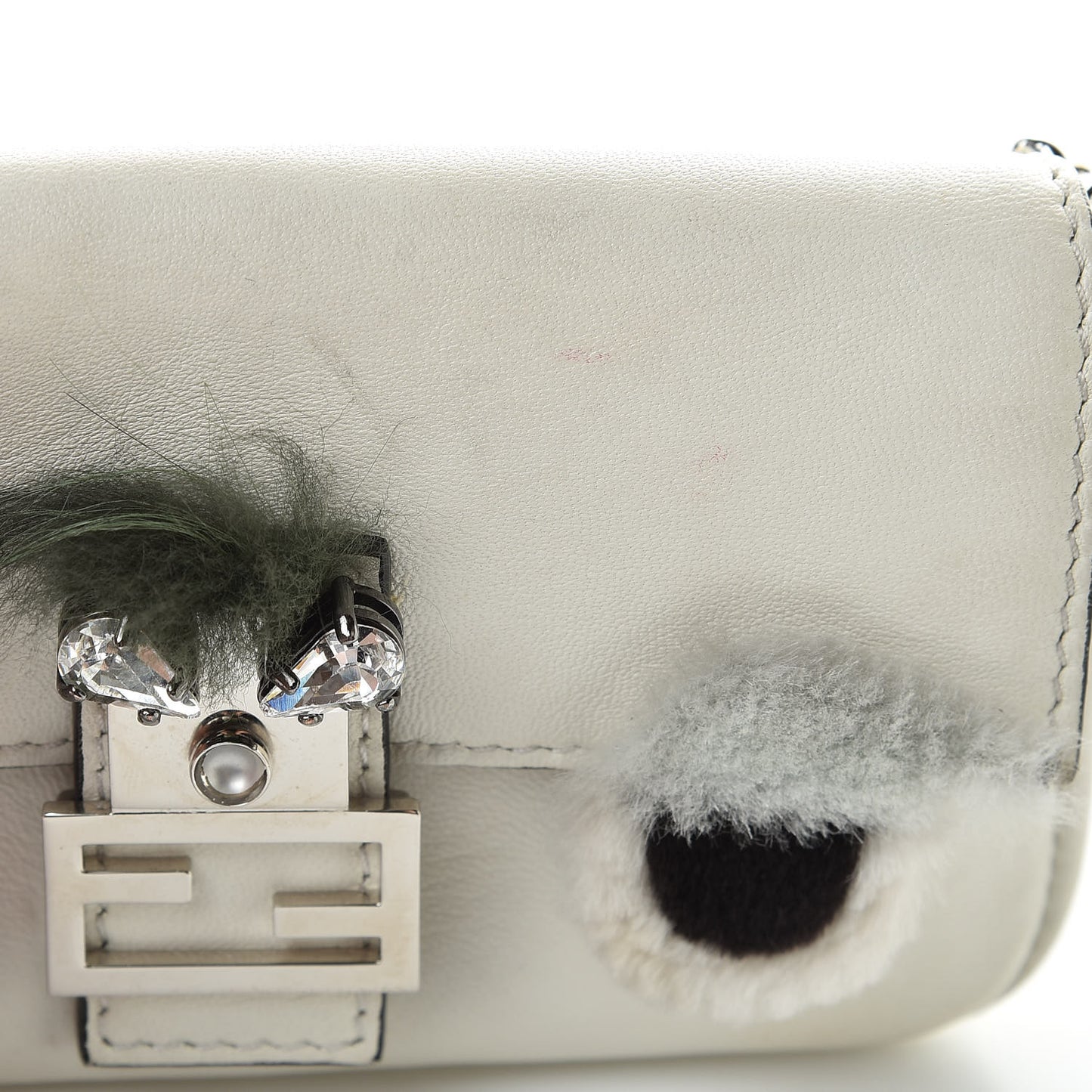 Nappa Rabbit Fox Fur Micro Buggie Baguette White Nirvana Black