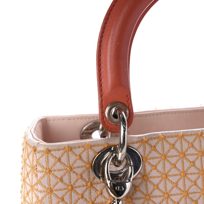 Christian Dior Lambskin Embroidered Medium Lady Dior Light Pink Orange 15 of 22