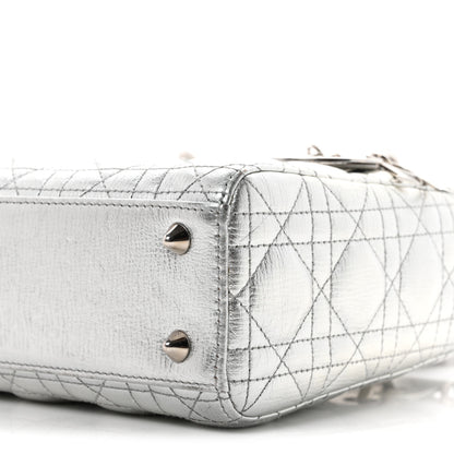 Christian Dior Metallic Grained Calfskin Cannage Small Lucky Badges My Lady Dior Silver 10 of 12