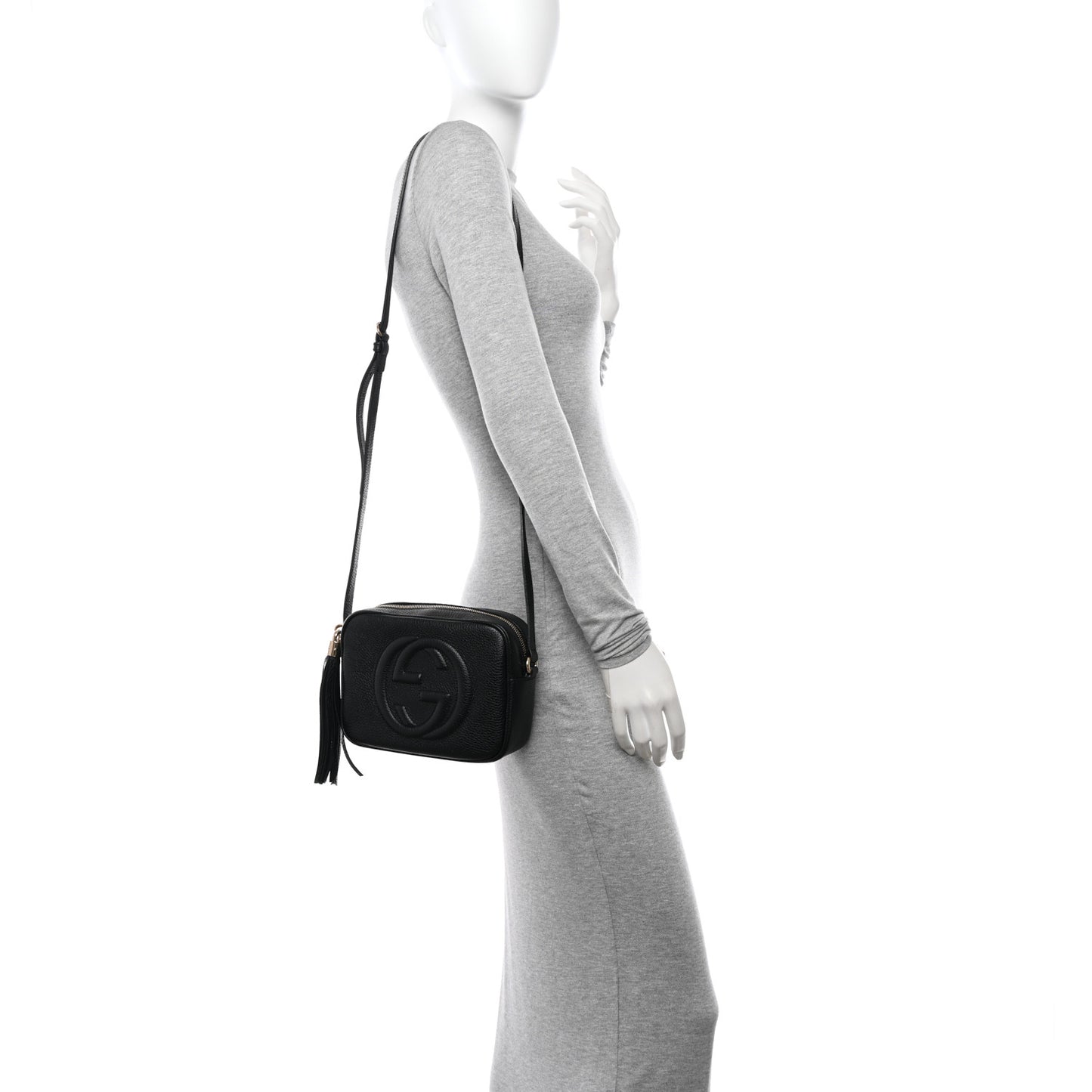 Pebbled Calfskin Small Soho Disco Bag Black
