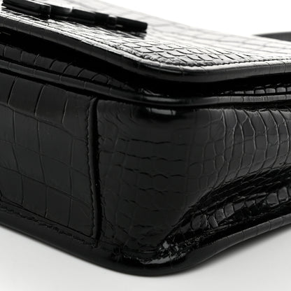 Saint Laurent Crocodile Embossed Lambskin Matelasse Monogram Niki Chain Wallet Black 10 of 10