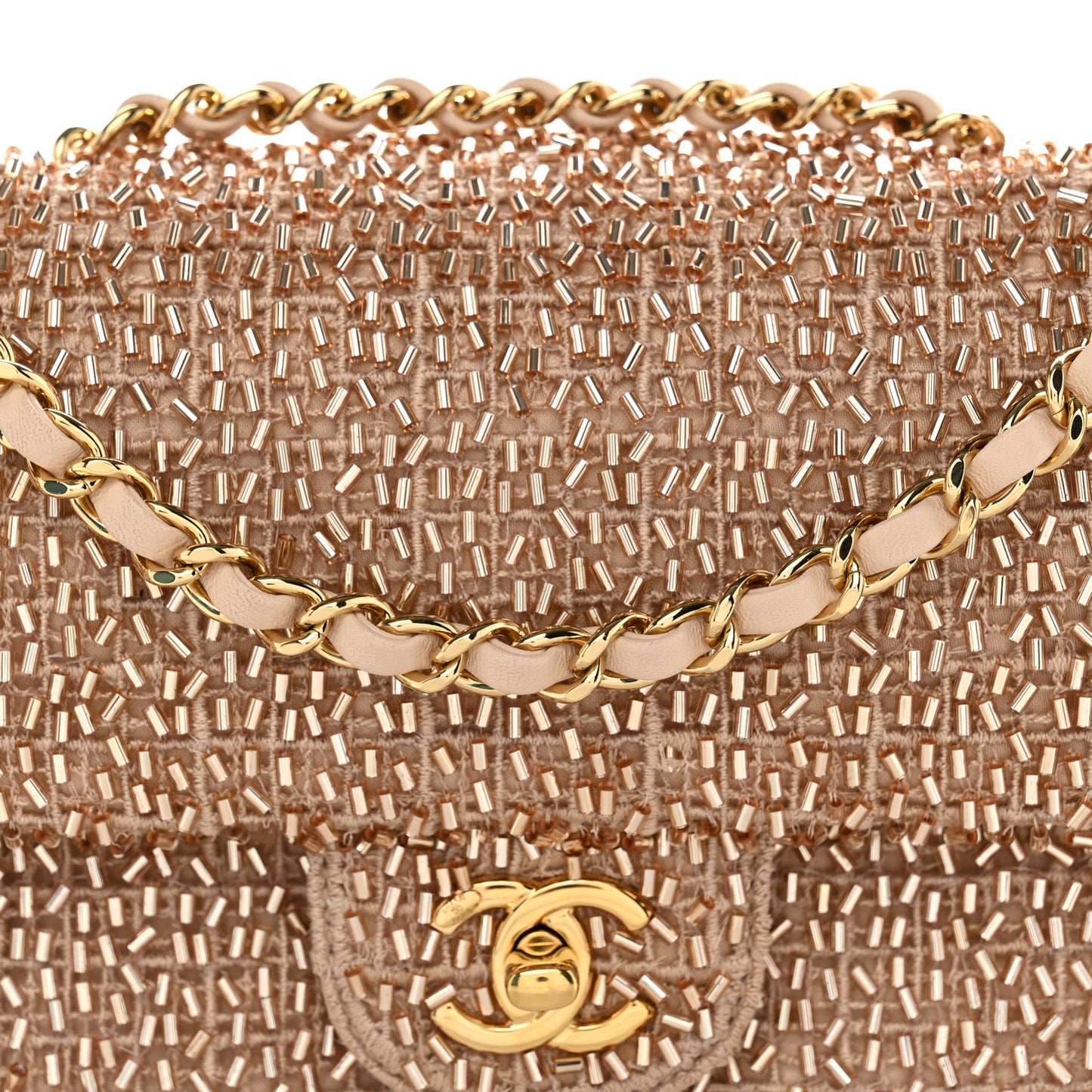 Sequin Knit Pearl Medium Flap Gold
