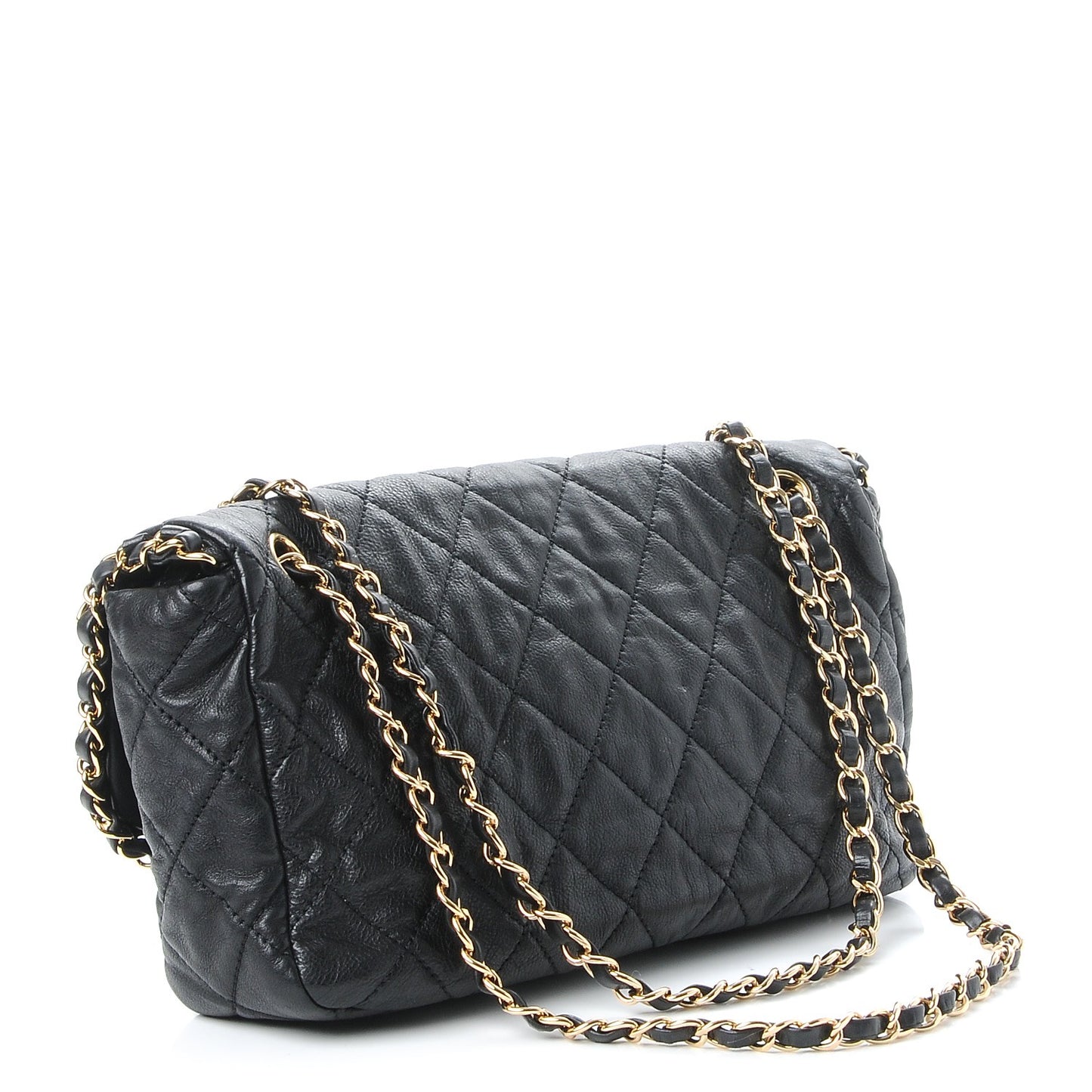 Calfskin Quilted Medium Chain Me Flap Black