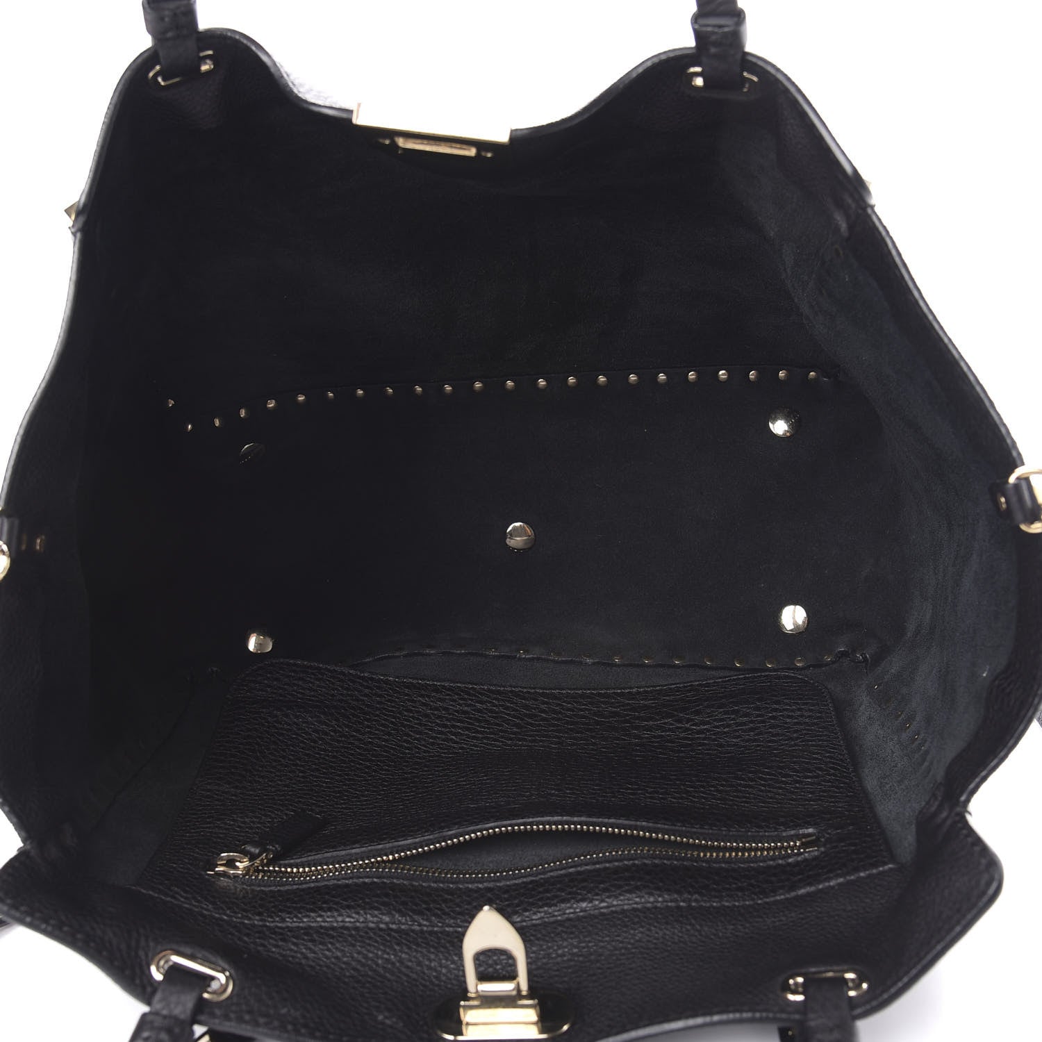 Valentino Garavani Pebbled Calfskin Medium Rockstud Tote Black 5 of 9