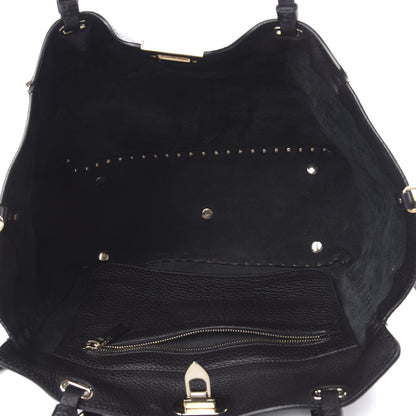 Valentino Garavani Pebbled Calfskin Medium Rockstud Tote Black 5 of 9