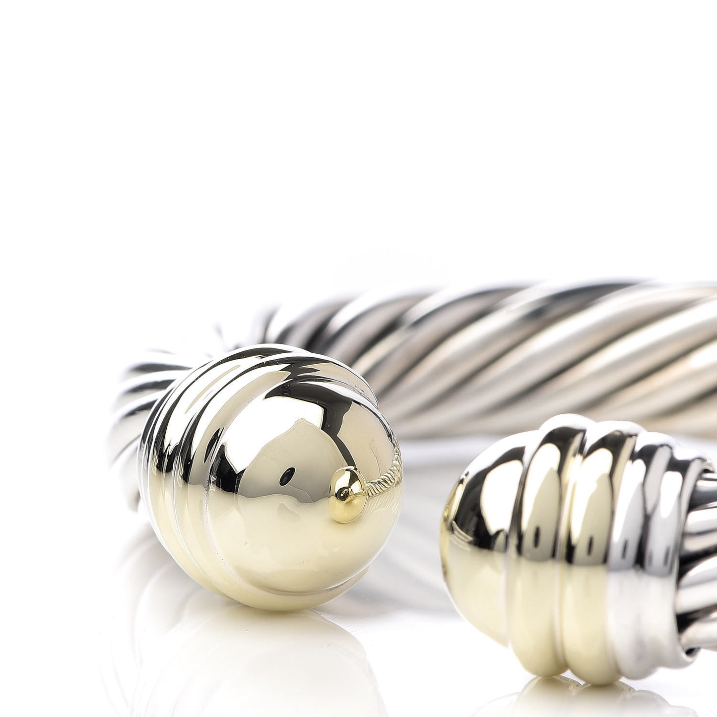 Sterling Silver 14K Yellow Gold 10mm Cable Classics Bracelet