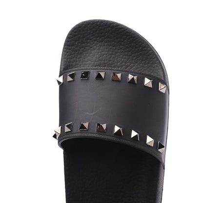 Valentino Garavani Rubber Rockstud Slide Sandals 38 Black 7 of 10
