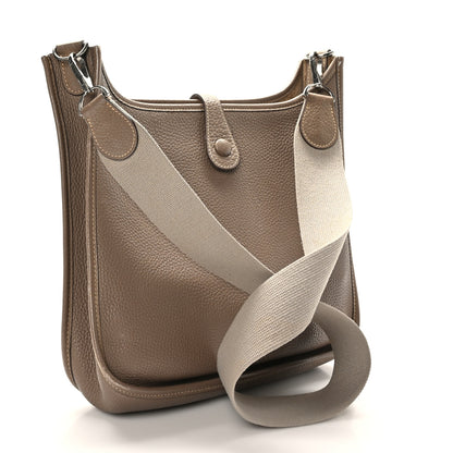 Hermes Taurillon Clemence Evelyne PM Etoupe 3 of 9