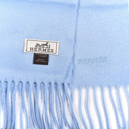 Hermes Cashmere Fringe Scarf Bleu 3 of 3