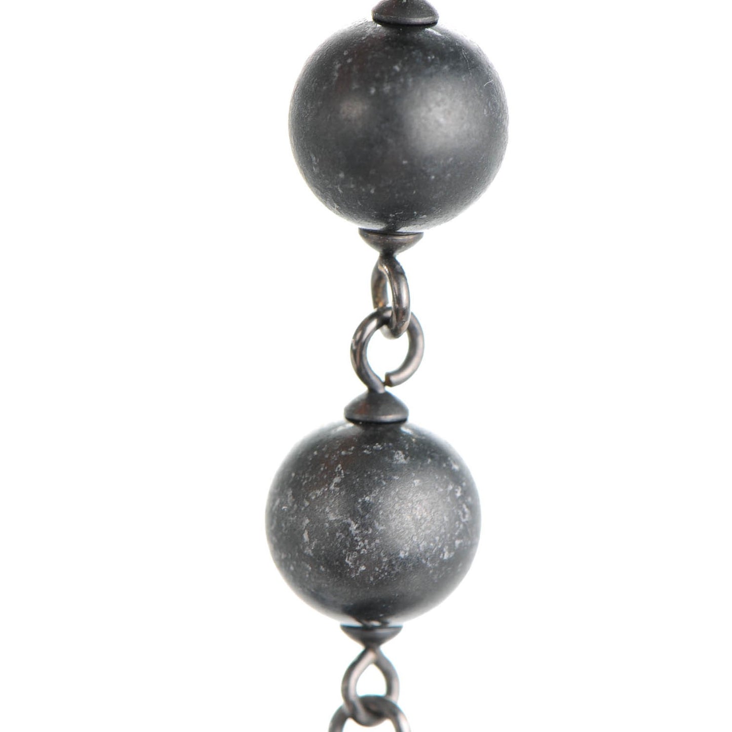 Ruthenium Bead CC Long Necklace Black