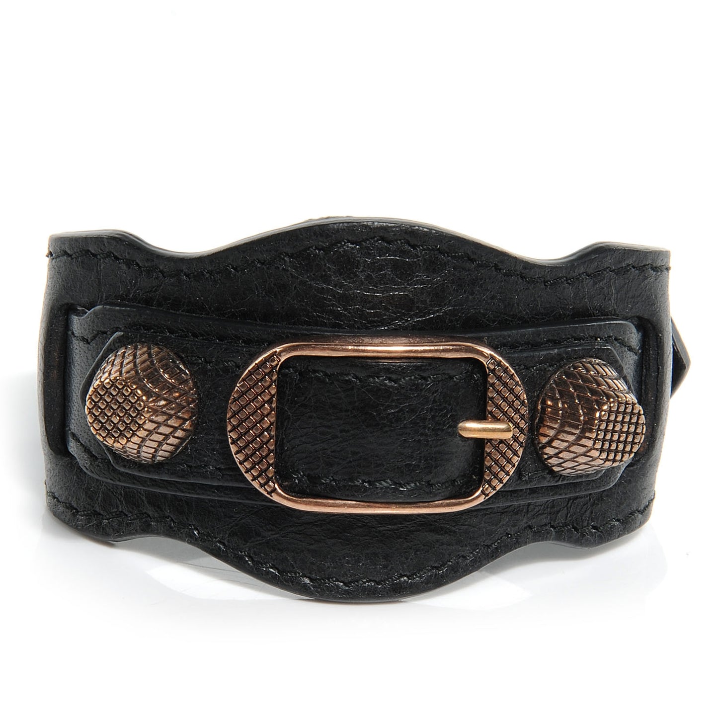 Agneau Arena Giant 12 Rose Gold Hardware Bracelet Black