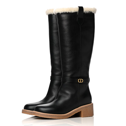 Christian Dior Calfskin Shearling D-Furious Boots 37 Black 5 of 20