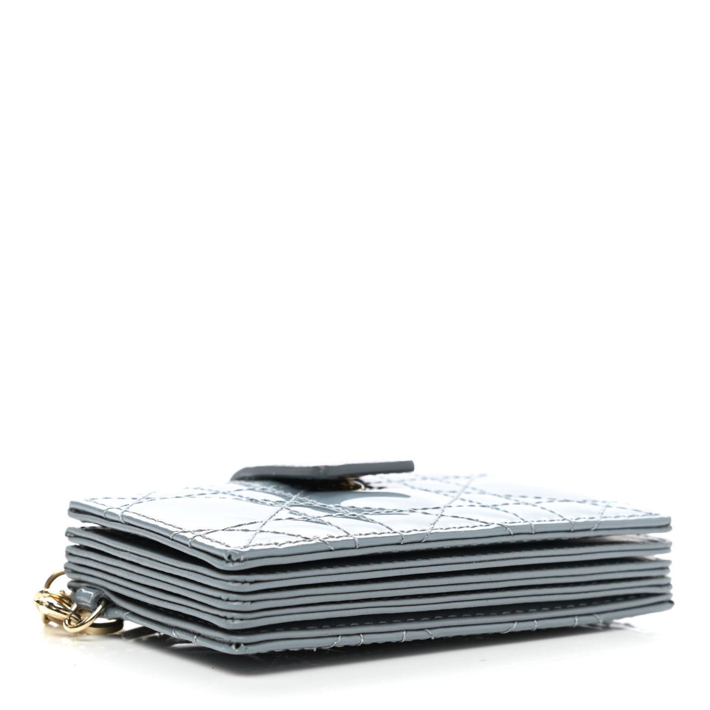Patent Cannage Lady Dior 5 Gusset Card Holder Cloud Blue