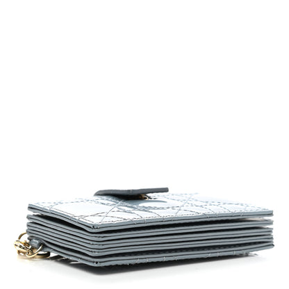 Christian Dior Patent Cannage Lady Dior 5 Gusset Card Holder Cloud Blue 4 of 7