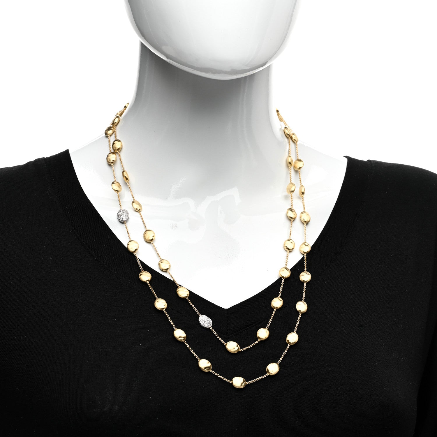 Marco Bicego 18K Yellow Gold Diamond Siviglia Small Bead Long Necklace 2 of 5