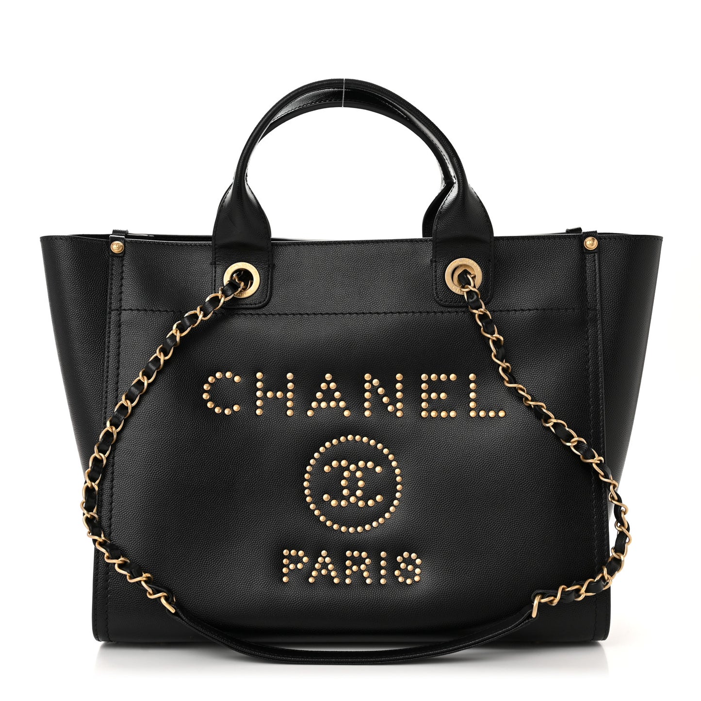 Caviar Small Studded Deauville Tote Black