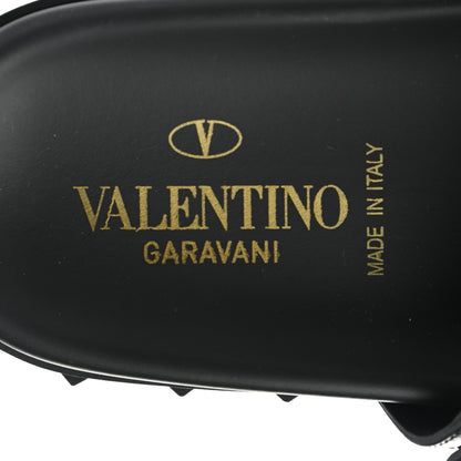 Valentino Garavani Calfskin Rockstud Buckled Slide Sandals 39 Black 7 of 9
