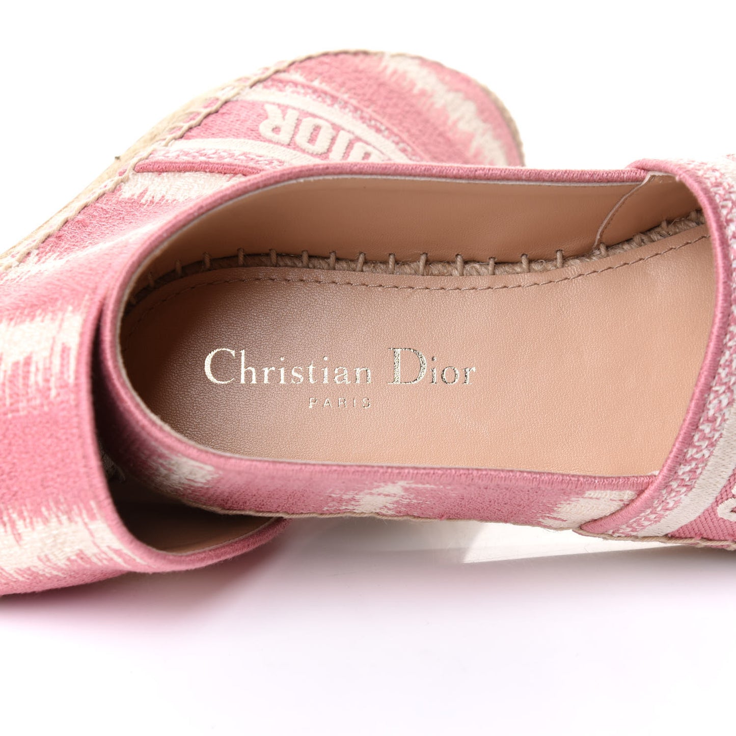 Cotton Embroidered D-Stripes Granville Espadrille 37 Deep Nude