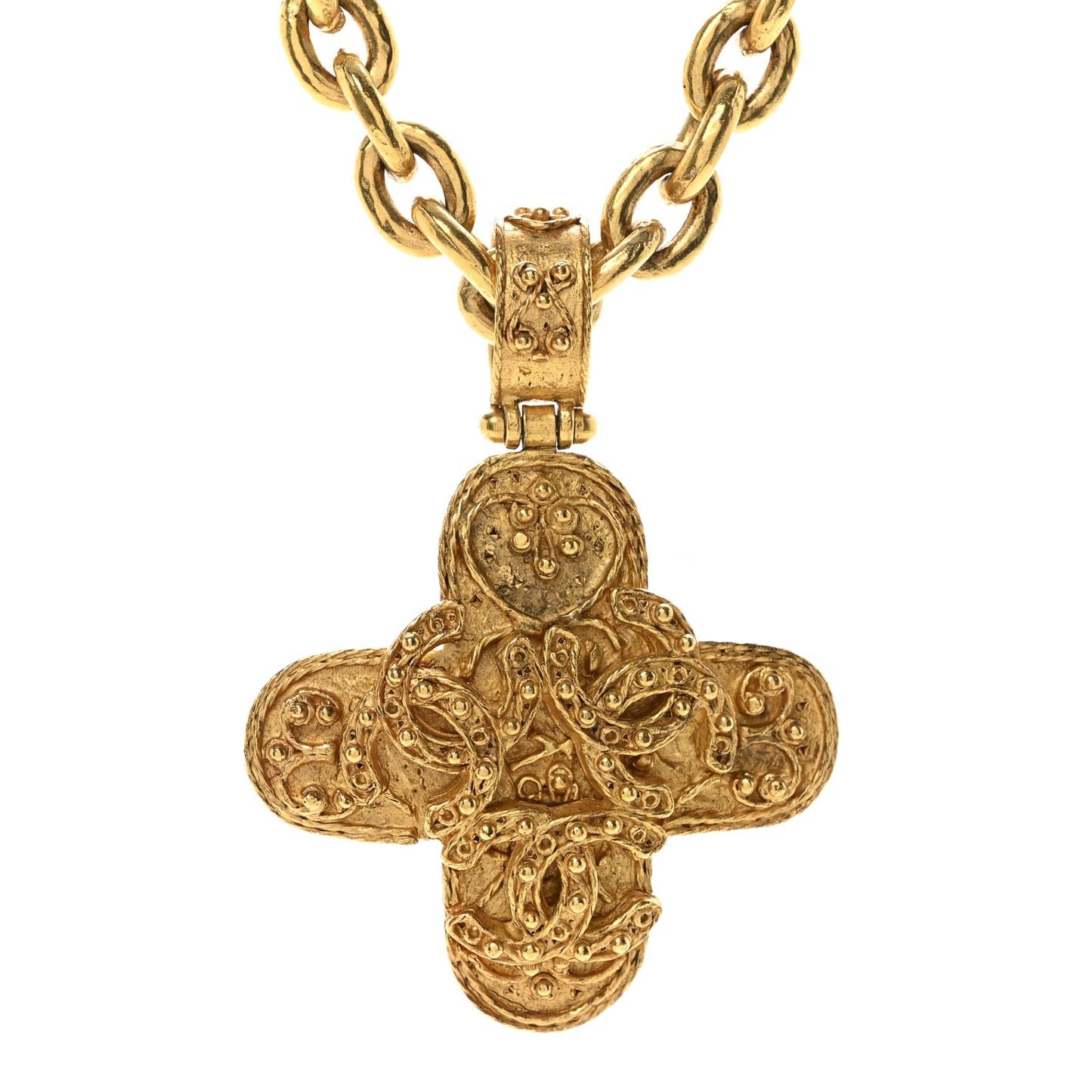 Metal CC Cross Long Pendant Necklace Gold